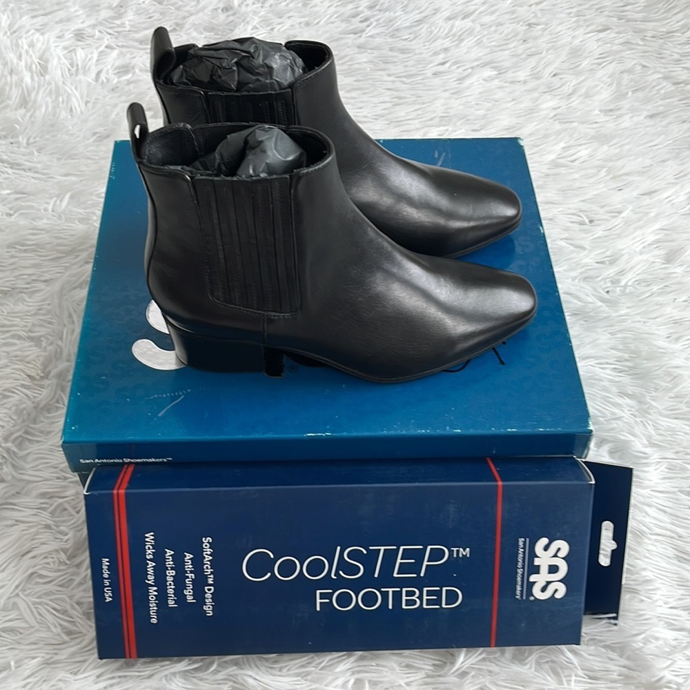 New Sas Vita Leather Black Ankle Boot Women’s Size 7.5 M
